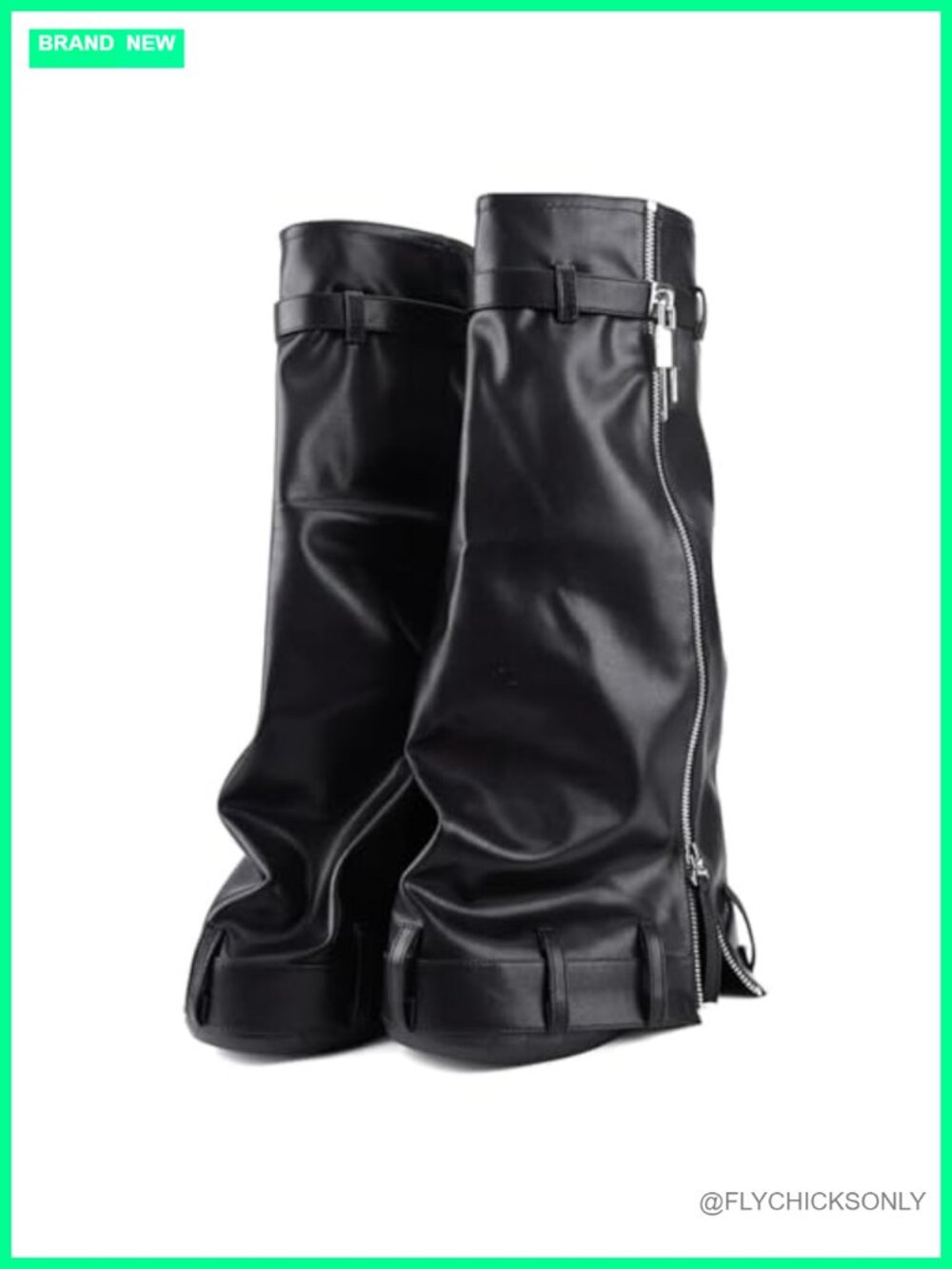 Women's Faux Leather Knee High Slouch Platform Wedge Boots Fold Over
